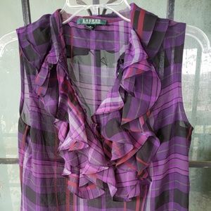 Ralph Lauren purple ruffle blouse